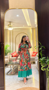 Riza Printed Dress ( Green Tone)